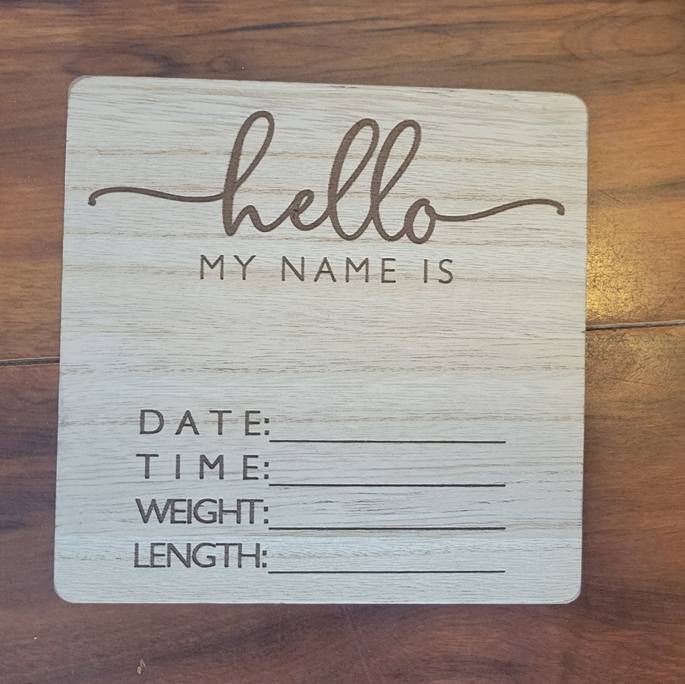 NEW Wooden Baby Birth Announcement Sign